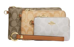 COACH Угловая сумочка-кошелек на молнии из прорезиненной ткани и гладкой кожи миниатюрный размер женская многоцветная