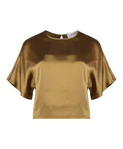 Атласная блузка с ключом на спине Yves Salomon, коричневый