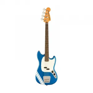 Squier FSR Classic Vibe 60s Competition Mustang Bass с полосками Olympic White, Lake Placid Blue