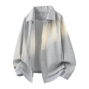 Рубашка Unisex Lapel Moderate Mock Two Piece WARRIOR, heather серый[free diy badge]