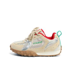 Детские противоскользящие антиударные дышащие легкие повседневные кроссовки Kids' ST&SAT, коричневый/красный/серебряный