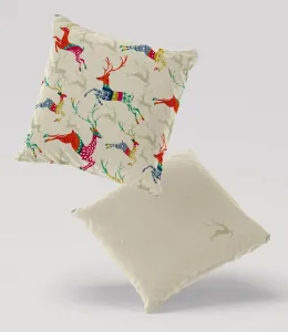 Подушка велюровая PREMIUM с изображением оленей, 40 х 40 см. Декоративная, с наполнителем, для гостиной, спальни или в качестве рождественского подарка. 5made