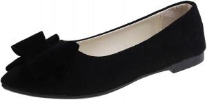 Женские туфли Ctreela из искусственной замши без застежки с бантиками, стильные лоферы для работы и повседневной носки, балетные лоферы с заостренным носком, прогулочные балетки, Black