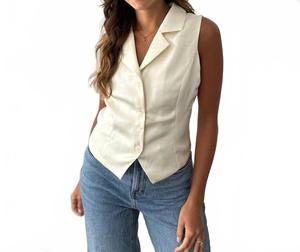 Кремовый атласный жилет на пуговицах Needii