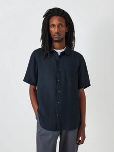 Короткий рукав Linen Shirt John Lewis, Navy