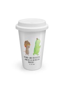 Mr. & Mrs. Panda Белая термокружка с изображением черепахи и мыши и надписью