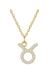 Glanzstücke München Колье со знаком зодиака Телец из стерлингового серебра с цирконами в оправе из желтого золота