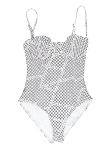 Купальник в горошек Elisabetta Franchi, белый