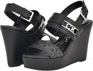 Женские босоножки Calvin Klein Kanova на танкетке, Black Logo Multi