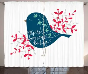 Штора ABAKUHAUS в деревенском стиле, Воробей с листвой, универсальная ленточная штора для гостиной с петлями и крючками, 280 x 175 см, мятно-зеленый вермо Abakuhaus