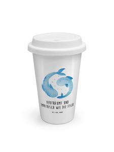 Mr. & Mrs. Panda Термокружка с изображением знака зодиака Рыбы и надписью белого цвета