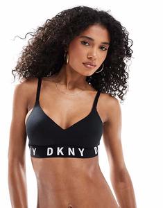 Бюстгальтер DKNY Push-up черного цвета с белым логотипом