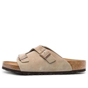 Тапочки zrich suede leather 'stone coin' Birkenstock, серый