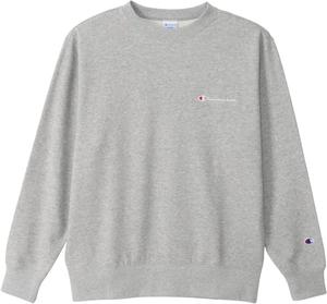 Мужская толстовка Champion с круглым вырезом, длинным рукавом, мягким хлопком, вышитым логотипом, модель Custom Basic C8-W041Z, серый