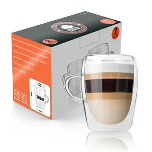 Набор из 6 стаканов для латте макиато BigDean с двойными стенками и ручками, 300 мл - высококачественные чайные стаканы в подарочной упаковке Thats Shopping GmbH