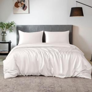 THXSILK Комплект постельного белья шелковый TXHSILK 100% шелк 7A+ дышащий гладкий White