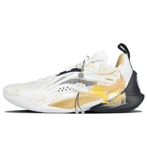 LINING Лининг Speed 10 противоскользящие износостойкие низкие баскетбольные кроссовки мужские бело-золотые, цвет White