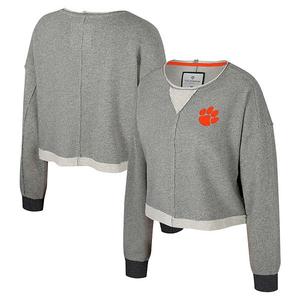 Женский свитшот cropped pullover с v-образным вырезом Clemson Tigers Magnum в цвете charcoal Colosseum