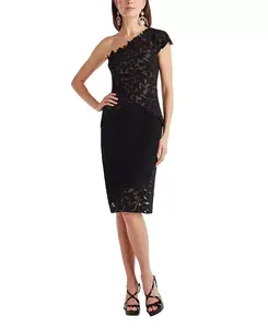 Платье Rinelle из крепа с лазерной перфорацией Tadashi Shoji, черный