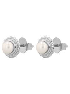 Adeliás Женские серьги - серьги-гвоздики из серебра 925 пробы с пресноводной жемчужиной в серебряной оправе