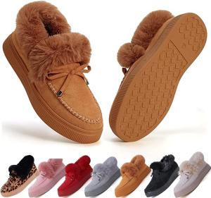 Женские ботинки с круглым носком, толстой подошвой, ортопедической поддержкой свода стопы, утепленные шерстью и хлопком Sopaeduon, 12 Brown