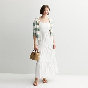 Макси-платье с ярусами для девушек So, Modern White