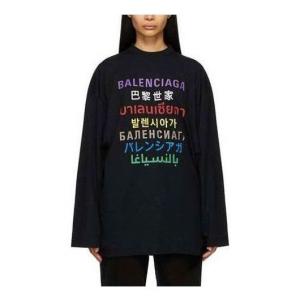 Футболка Balenciaga Languages Logo Long Sleeve T-Shirt 'Black Multicolor' 641667TJVI32771, черный