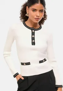 Джемпер с длинными рукавами, прямого кроя, с декоративной планкой и застежкой на пуговицы. Lipsy, White