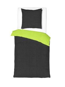 Jack Комплект постельного белья из двух предметов, двусторонний, из перкаля, 135x200 см, двухцветный (черный/салатовый)