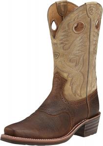 Мужские сапоги Ariat Heritage Roughstock Western с квадратным носком из кожи, Earth