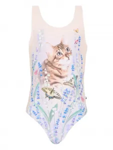 Купальник с цветочным узором и бабочками Molo, бежевый