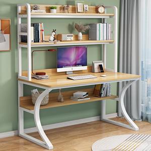 Компьютерный стол Xinmeikai 140x60 см с полкой, белая рама + светлый орех