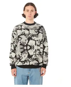 Свитшот с круглым вырезом и цветочным узором Rassvet, черный