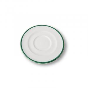 Блюдце для капучино с зеленым краем Gourmet d: 14 см Gmundner Keramik, белый/зеленый
