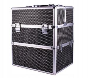 Большой косметичка, состоящая из двух частей, 4 полки, черный с цирконами Sunone