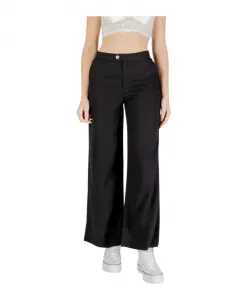 Черные широкие брюки из льняной смеси Only, черный