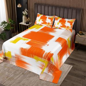 Erosebridal Комплект постельного белья Gold and Orange с абстрактным узором в стиле современной моды, Gold and Orange