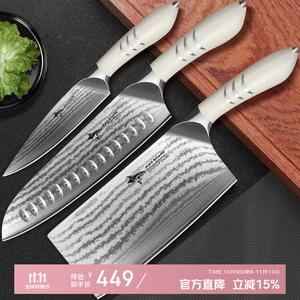 Mad Shark Набор шеф-ножей из дамасской стали - профессиональный кухонный тесак, разделочный нож и фруктовый нож