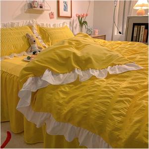 YUSIWOAL Комплект постельного белья Принцесса стиль с рюшами Lovely Ladies розовый