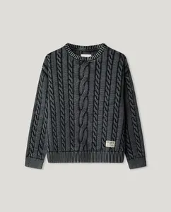 Детский джемпер с жаккардовым узором, окрашенный в готовом виде Pepe Jeans, темно-синий