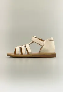 Сандалии с ремешками цвета мака Pom D'Api, Platine-Coloured