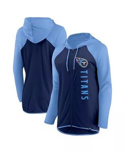 Женская темно-синяя, светло-голубая толстовка с капюшоном Tennessee Titans Forever Fan Full-Zip Fanatics