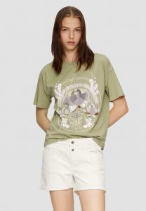 Футболка QS Print T-shirt, Helles Olivgrün/Olive