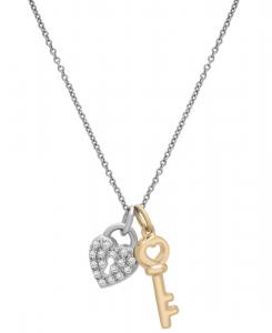 Подвеска с бриллиантами (1/10 карата) из стерлингового серебра с позолотой поверх серебра Macy's, Sterling Silver & Gold Over Sterling Silver