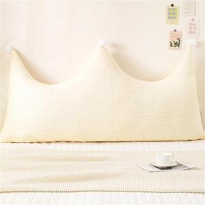 Hveqohls Подушка для изголовья кровати в виде короны принцессы со съемным чехлом, бежевая Beige