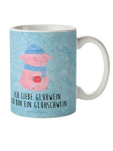 Детская кружка в виде поросенка с глинтвейном и надписью в ледяном синем цвете Mr. & Mrs. Panda