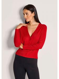 MADELEINE Элегантный вискозный кардиган с застежкой на пуговицы, красного цвета