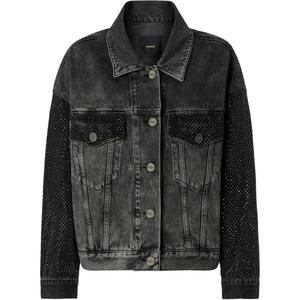 Каменная стирка декорированная джинсовая куртка PINKO, черный