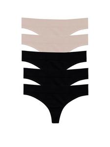 Упаковка из 5 трусиков-стрингов с обычной посадкой Mindd, black/sand