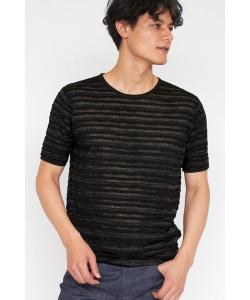 Zero от tornado mart вязаный свитер с коротким рукавом и полосатым вырезом в полоску, с произвольной складкой, цвет Black